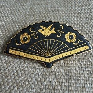 VTG Damascene Oriental Fan Brooch